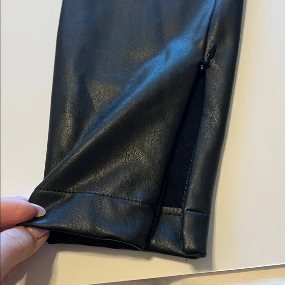 St. John faux leather pants, zipper at leg, black size S NWOT - Picture 8 of 14